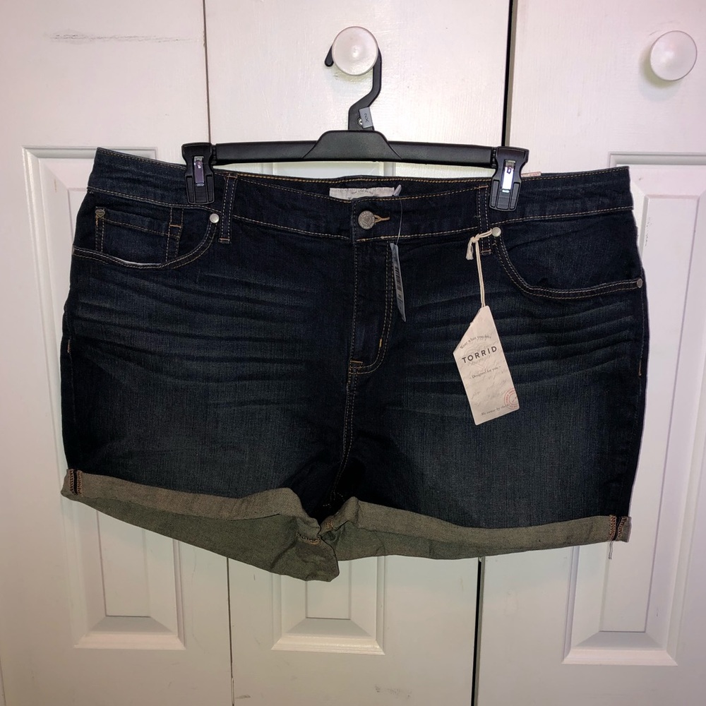 Dark Denim Cuffed Shorts